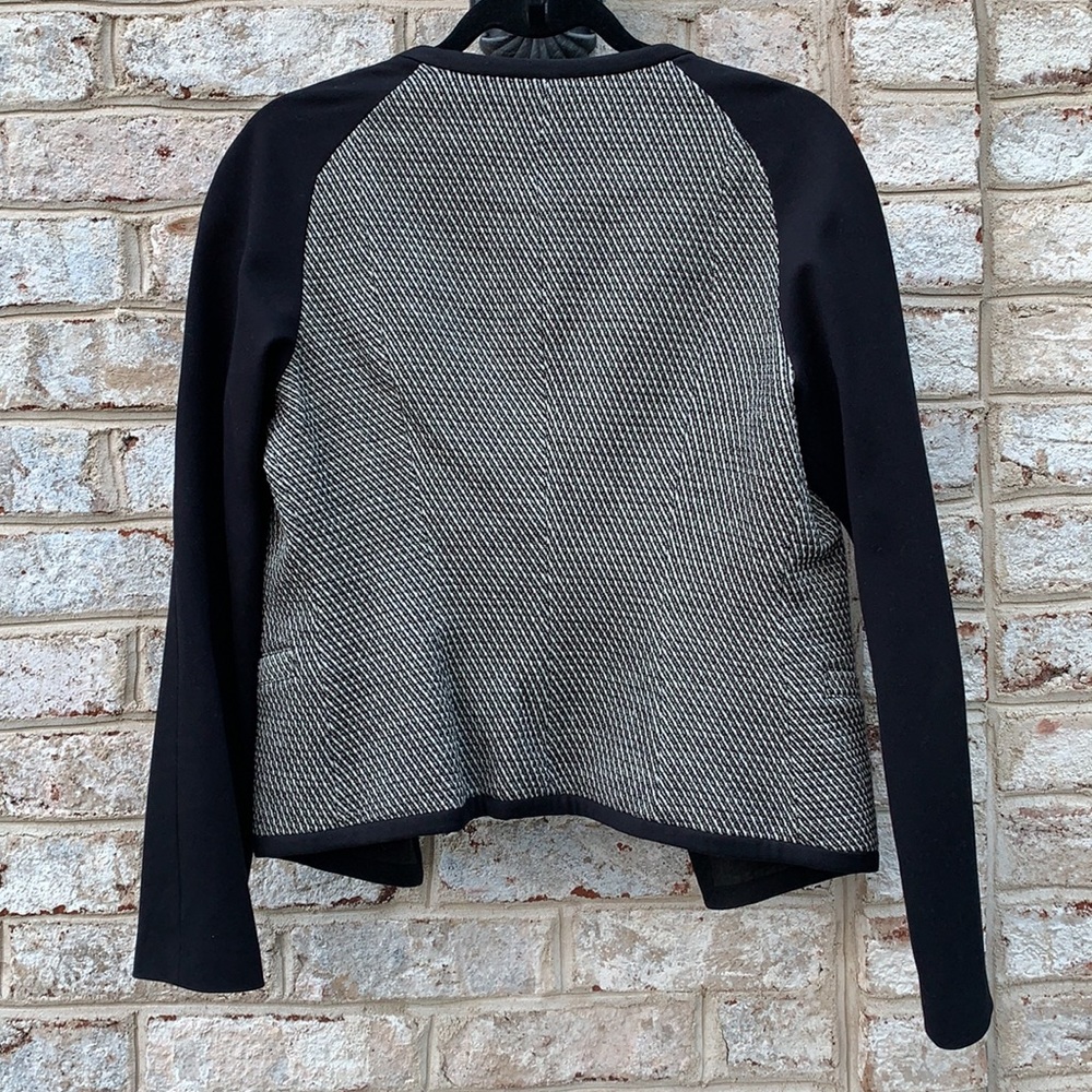 Theory Black And White Drape Front Open Blazer 8 - image 8